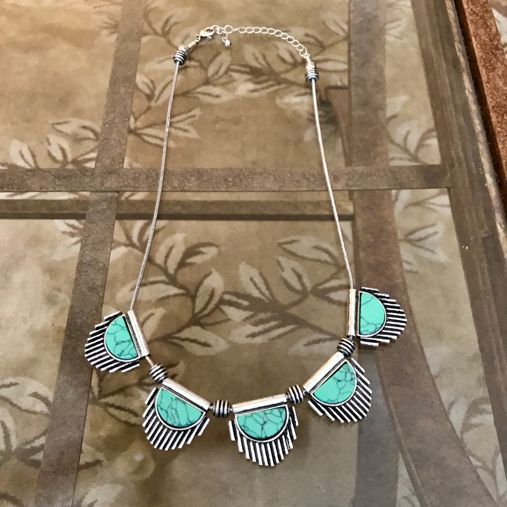Turquoise and silver necklace